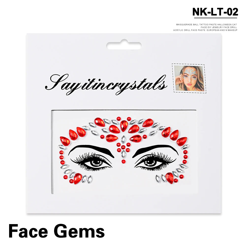 💎Galaxy Goddess – Joyas Adhesivas 3D Multicolor para Rostro 💠✨47 variantes a elegir