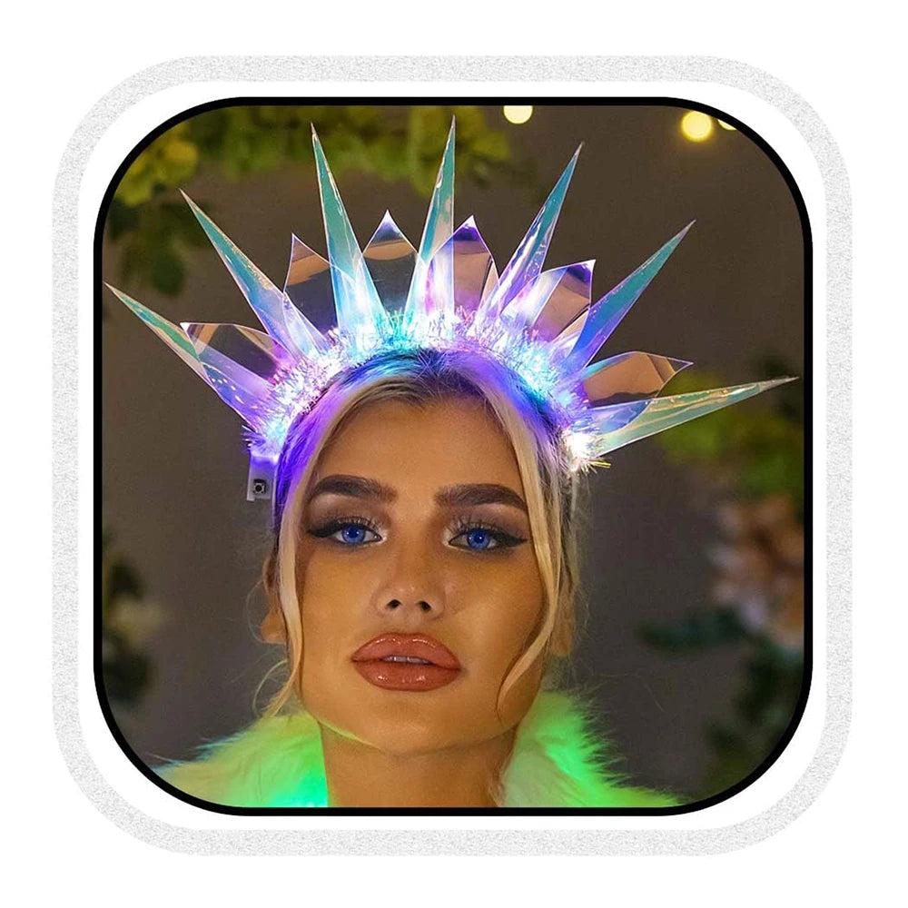 👸Diadema LED "Liberty Glow" — Láser & Brillo de Diosa 💥