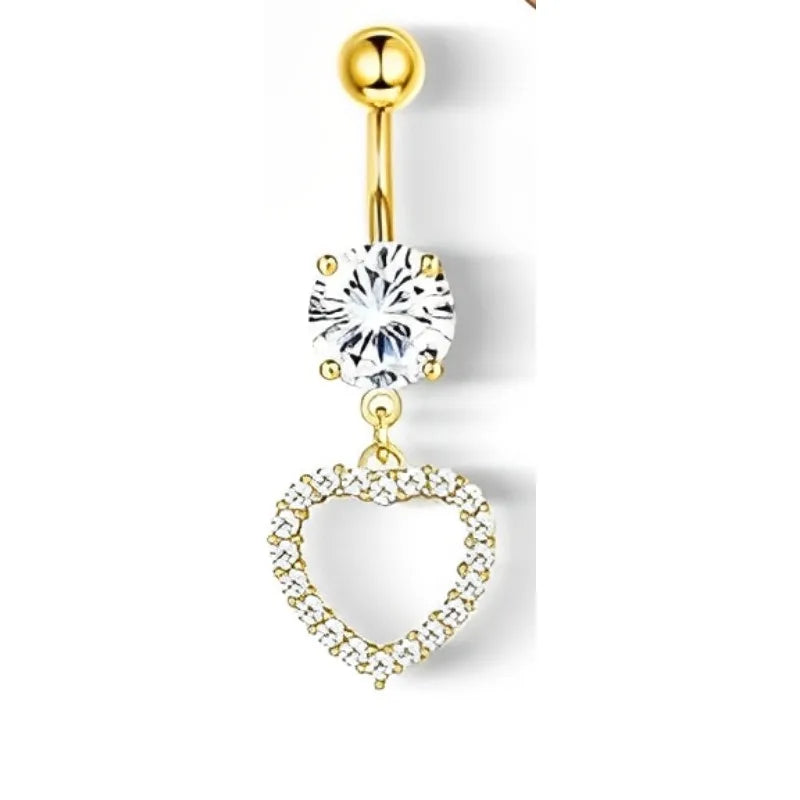 🦋 Piercings ombligo Gold Dreams 🌟 (set mariposa + flor + corazón) 💖12 variantes