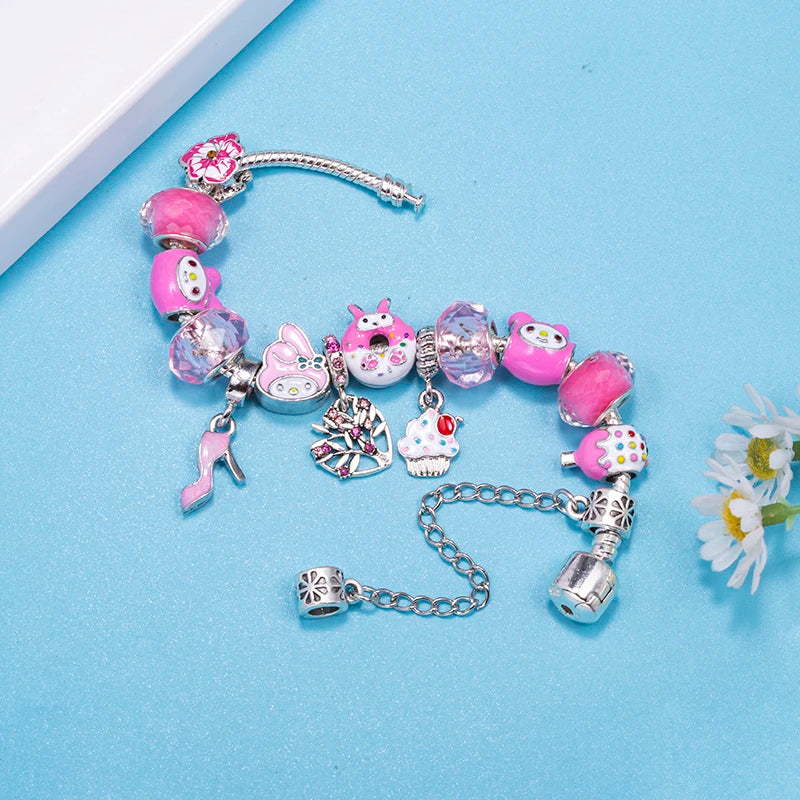 💖Candy Pop Charm 🍩  Pulsera Rosa Donut y Beads