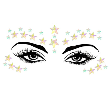 💜Cosmic Glitter Crown – Pegatinas de Cristal Festival Face 🌈 29 varaintes a elegir