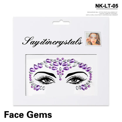 💎Galaxy Goddess – Joyas Adhesivas 3D Multicolor para Rostro 💠✨47 variantes a elegir