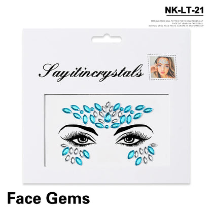 💎Galaxy Goddess – Joyas Adhesivas 3D Multicolor para Rostro 💠✨47 variantes a elegir