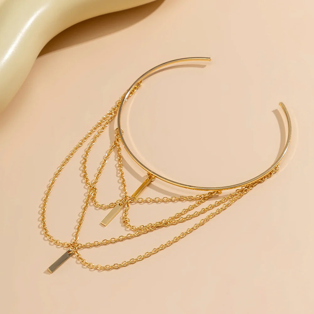 ✨Golden Rebel 💜 Brazalete Upper Arm con Cadenas y Colgantes