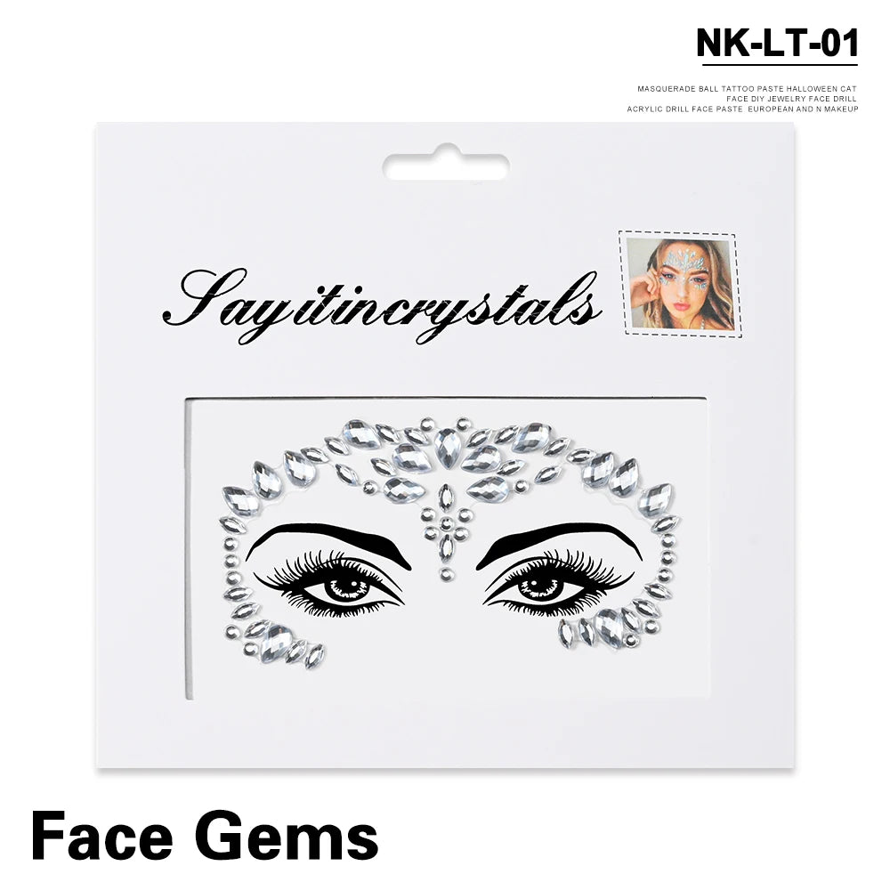 💎Galaxy Goddess – Joyas Adhesivas 3D Multicolor para Rostro 💠✨47 variantes a elegir