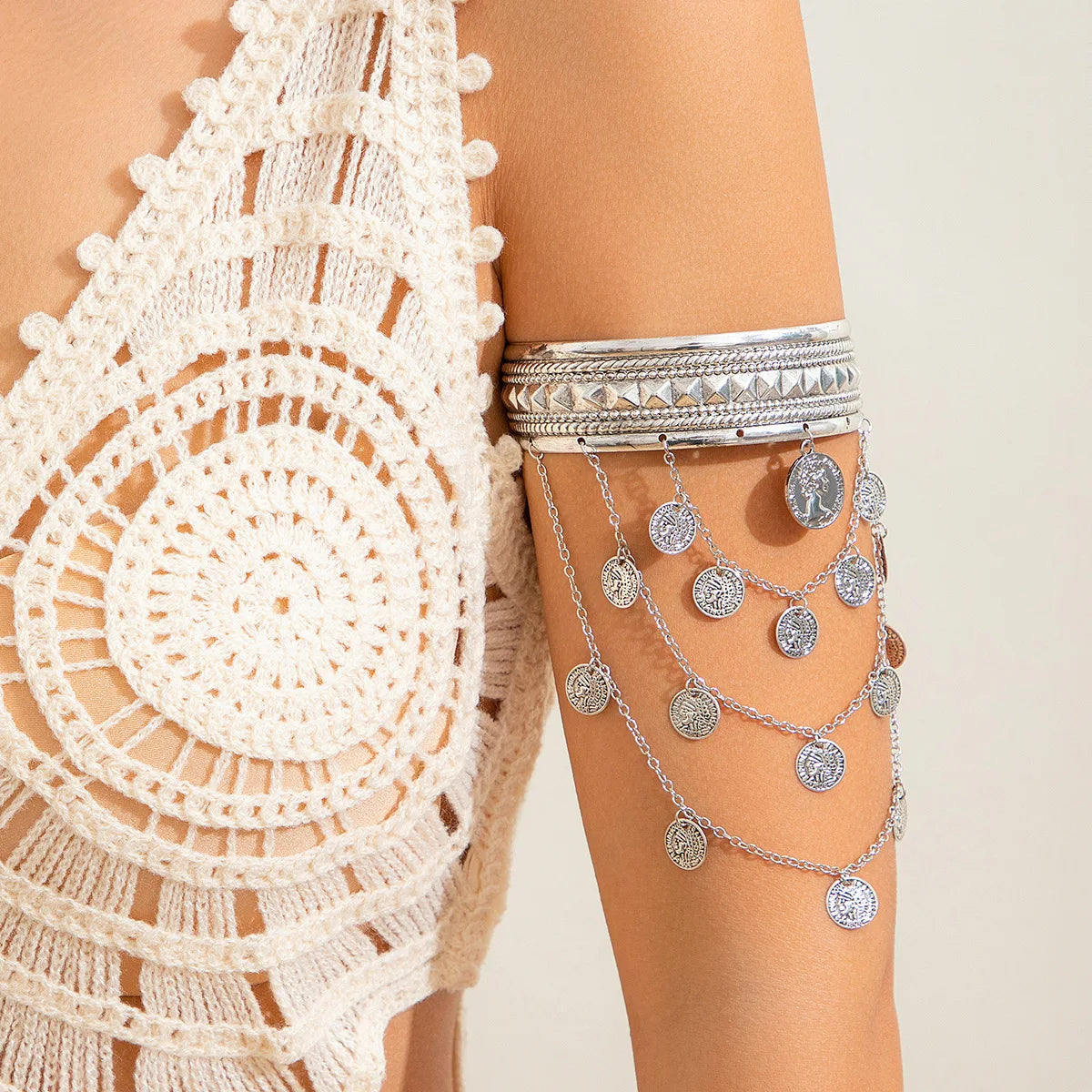 🌞"Sun Priestess" 👸 Armband Dorado con Flecos y Monedas Boho✨ 6 variantes a elegir