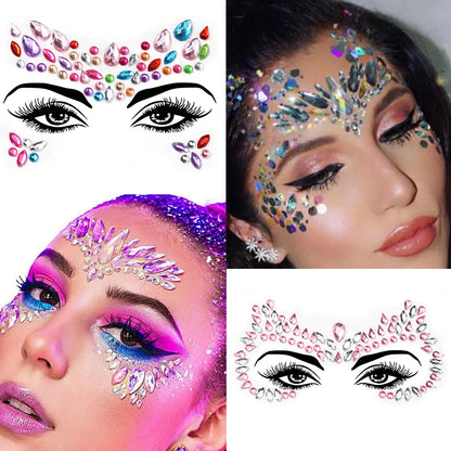 💎Galaxy Goddess – Joyas Adhesivas 3D Multicolor para Rostro 💠✨47 variantes a elegir