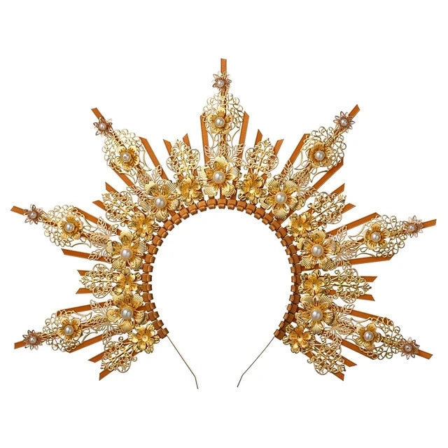 👼 Tocado Virgen Dorada Deluxe ✨Luz Mística en Estado Puro👑 12 variantes