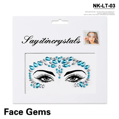 💎Galaxy Goddess – Joyas Adhesivas 3D Multicolor para Rostro 💠✨47 variantes a elegir