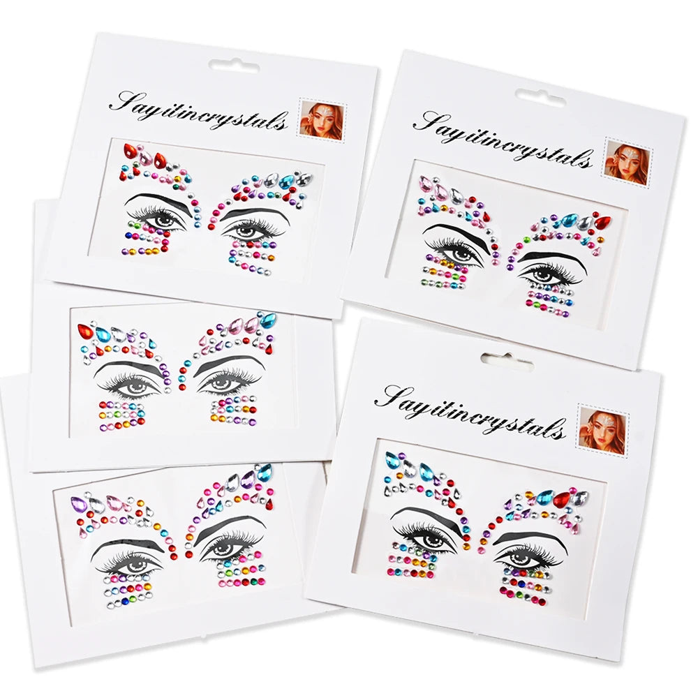 💎Galaxy Goddess – Joyas Adhesivas 3D Multicolor para Rostro 💠✨47 variantes a elegir