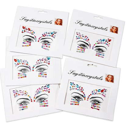 💎Galaxy Goddess – Joyas Adhesivas 3D Multicolor para Rostro 💠✨47 variantes a elegir