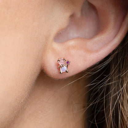 ✨Pendientes "Teddy Glow" 🧸 Ositos de Zirconia Rosa Dorados