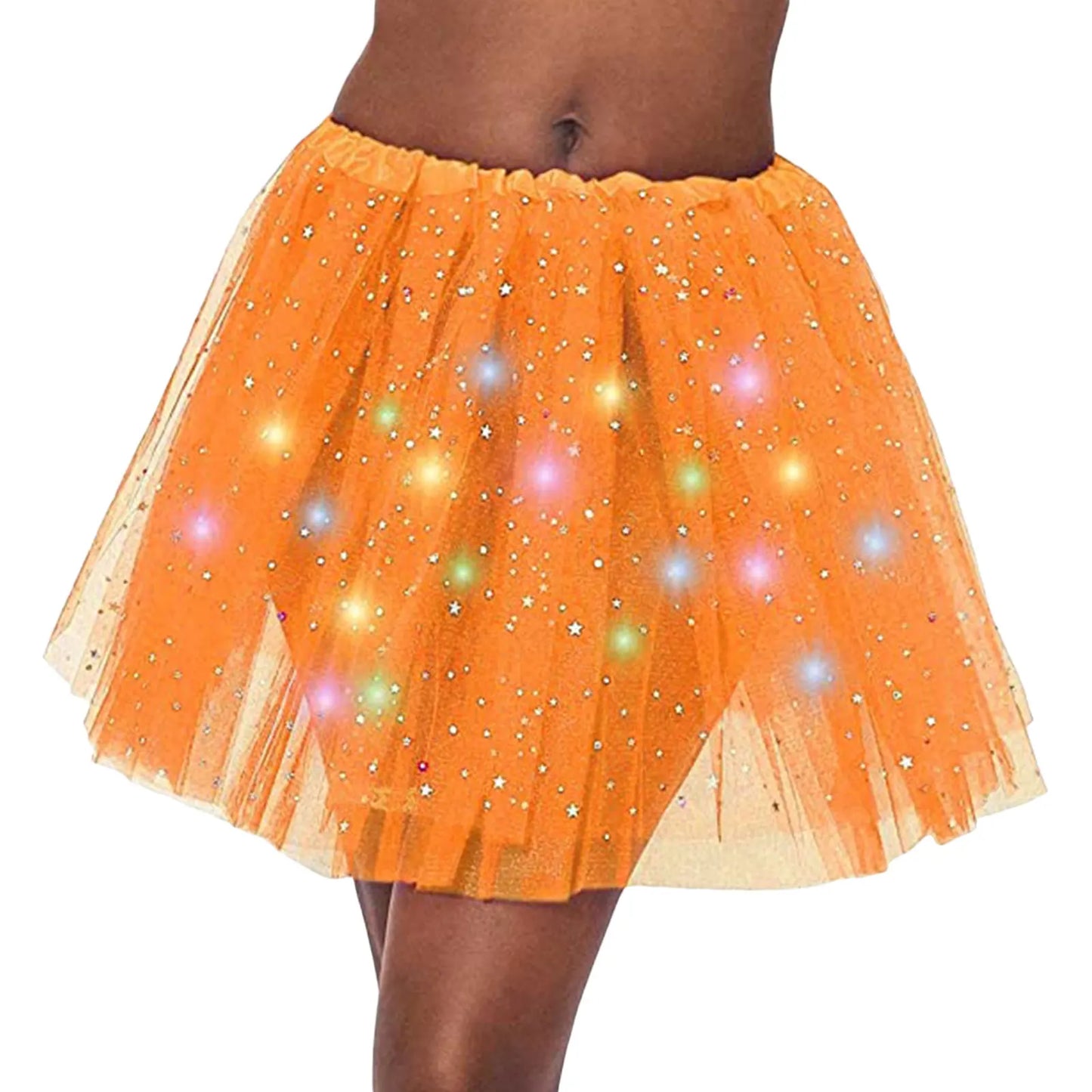 🌟 Falda Starlight LED – Tulle + estrellas + Luz 🔮✨9 colores a elegir