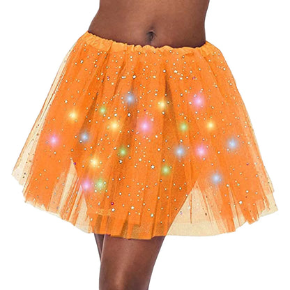 🌟 Falda Starlight LED – Tulle + estrellas + Luz 🔮✨9 colores a elegir