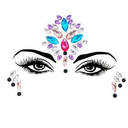 💜Cosmic Glitter Crown – Pegatinas de Cristal Festival Face 🌈 29 varaintes a elegir