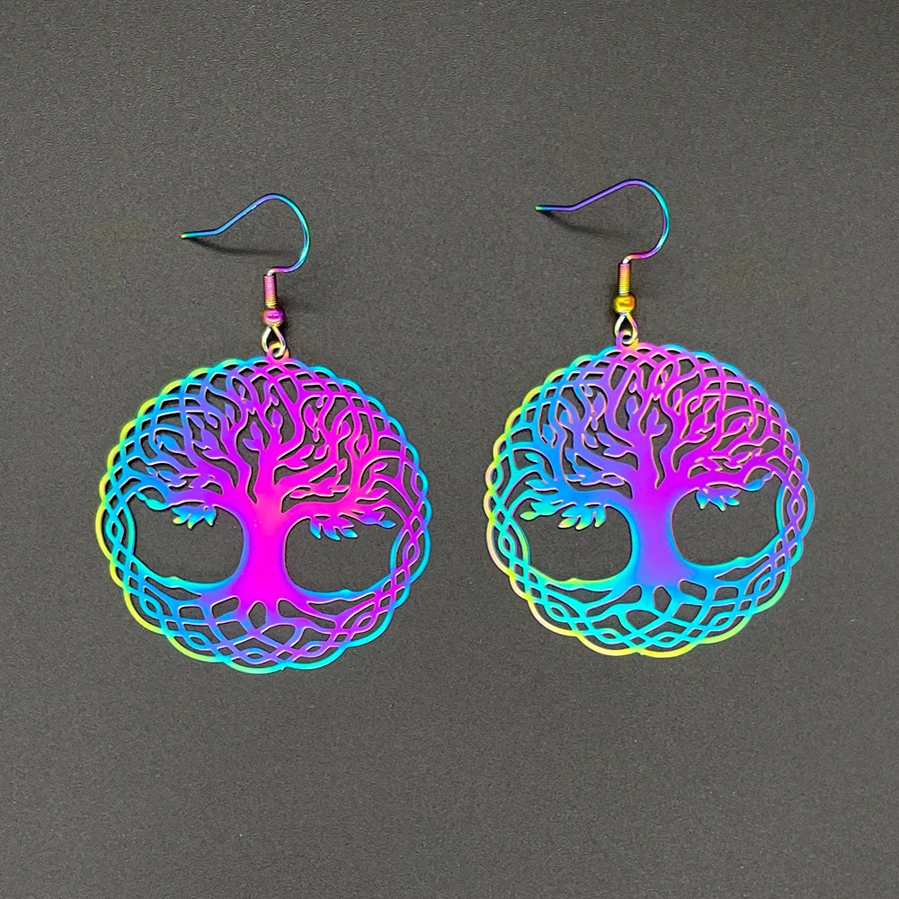 🔮Sacred Glow ✨ Pendientes Holográficos de Acero Inoxidable💖9 variantes a elegir
