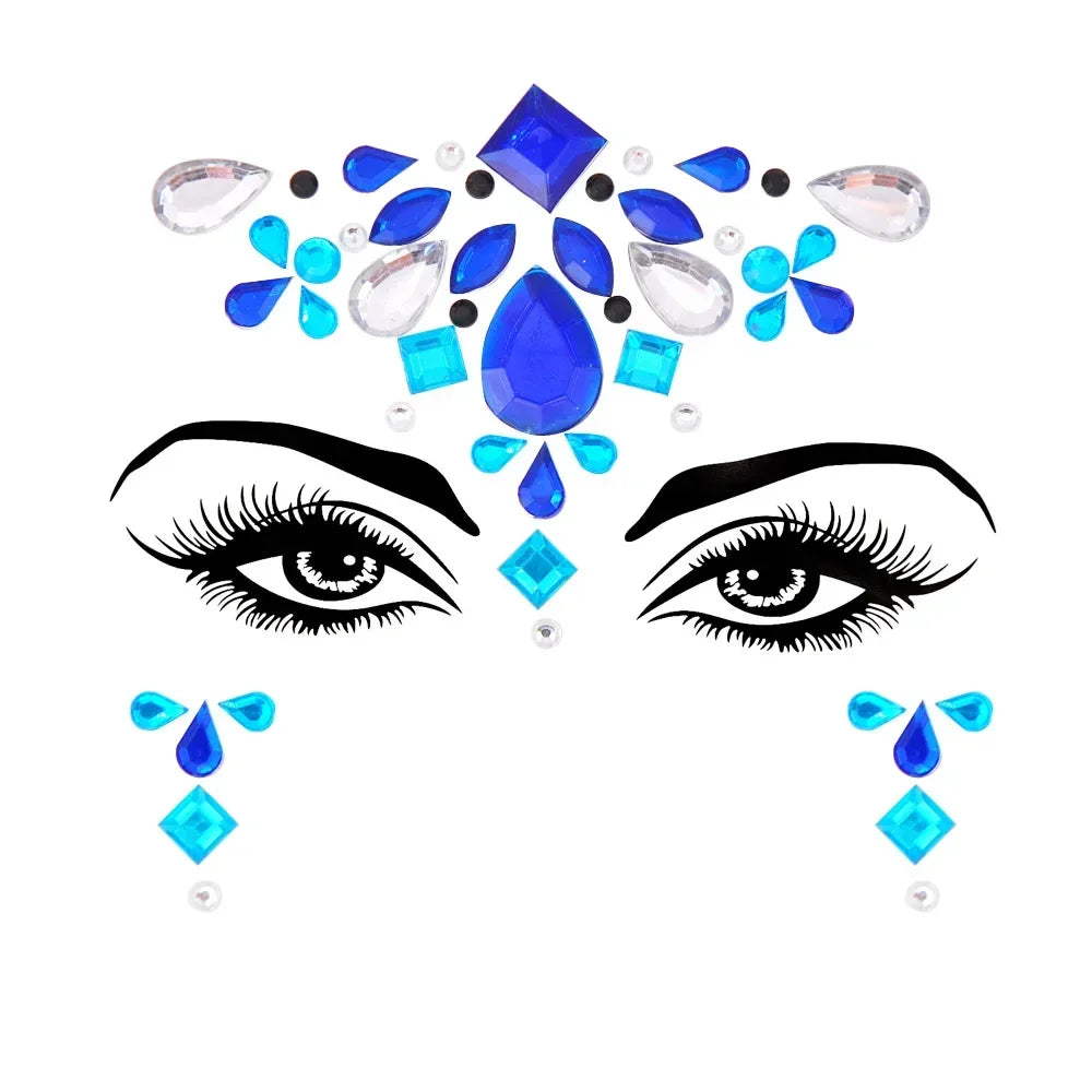 💜Cosmic Glitter Crown – Pegatinas de Cristal Festival Face 🌈 29 varaintes a elegir