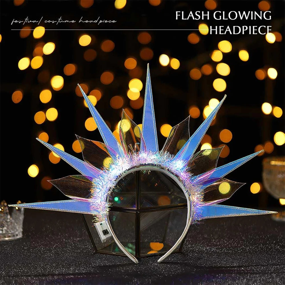 👸Diadema LED "Liberty Glow" — Láser & Brillo de Diosa 💥