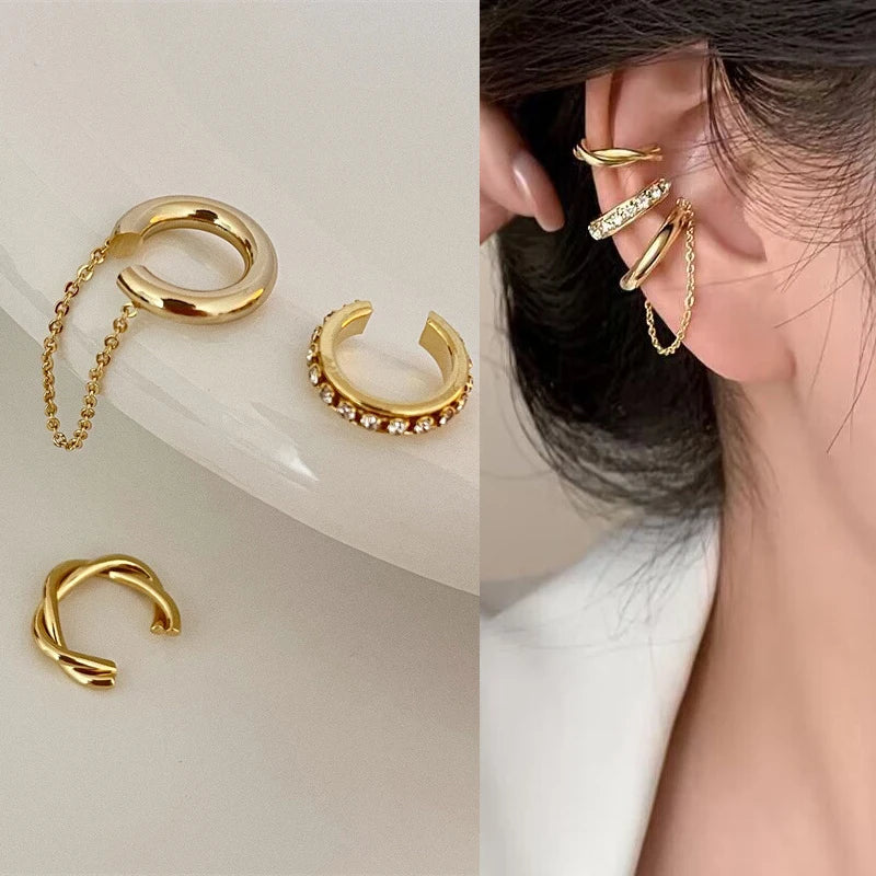 💎"Starlace Wings" 🦋Ear Cuff Clip con Mariposa, Cristales y Borla Estelar✨ 18 variantes a elegir