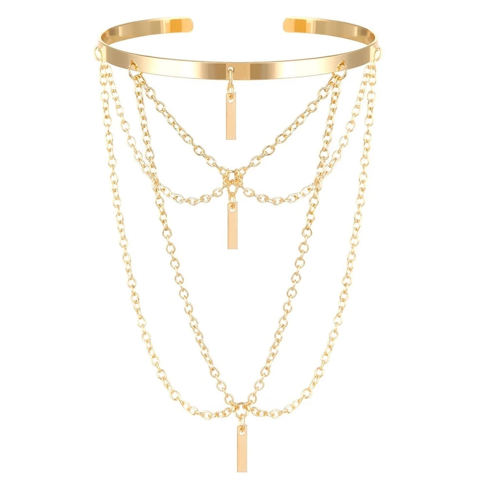 ✨Golden Rebel 💜 Brazalete Upper Arm con Cadenas y Colgantes