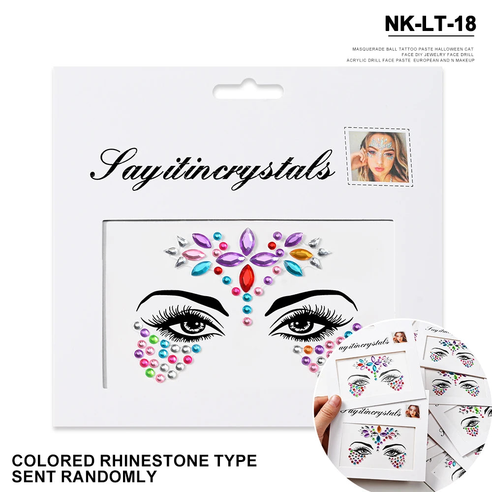 💎Galaxy Goddess – Joyas Adhesivas 3D Multicolor para Rostro 💠✨47 variantes a elegir