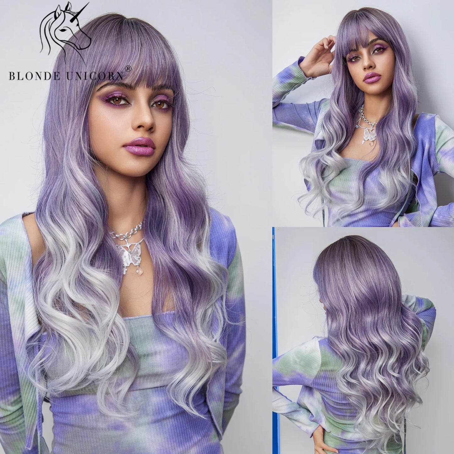 💜 Unicorn Dream 💖Ondas largas para un look místico y vibrante🤟26 variantes