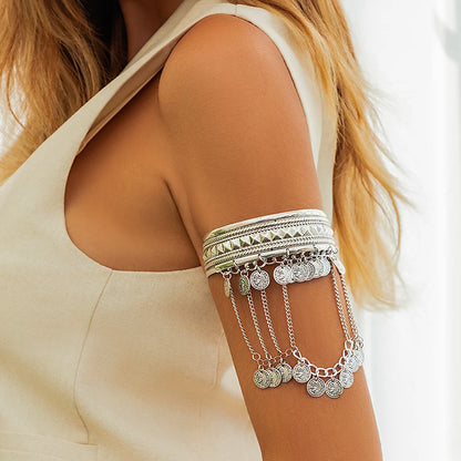 🌞"Sun Priestess" 👸 Armband Dorado con Flecos y Monedas Boho✨ 6 variantes a elegir