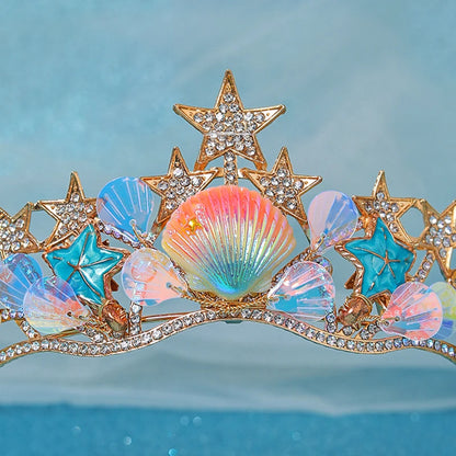 👸 Reinas del Océano 🧜‍♀️👑 – Coronas de conchas y estrellas🐚4 variantes a elegir