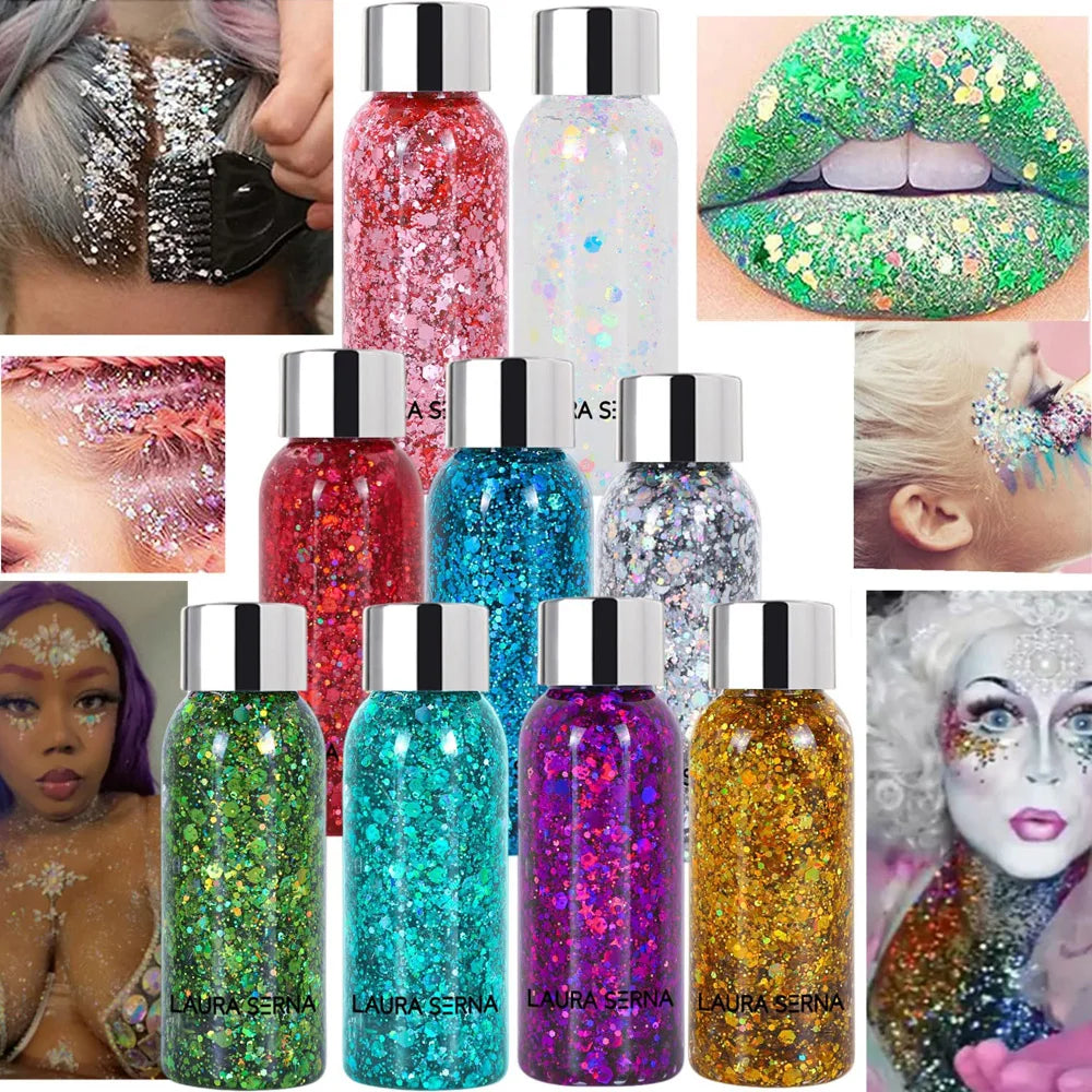 💫“StarBomb Glitter Gel” 💖 Glitter Festival Holográfico para Cara, Cuerpo y Pelo ✨💖 9 botes x 35ml