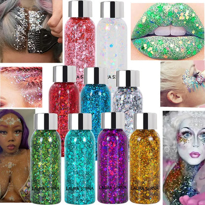 💫“StarBomb Glitter Gel” 💖 Glitter Festival Holográfico para Cara, Cuerpo y Pelo ✨💖 9 botes x 35ml