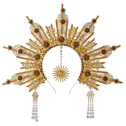 👼 Tocado Virgen Dorada Deluxe ✨Luz Mística en Estado Puro👑 12 variantes