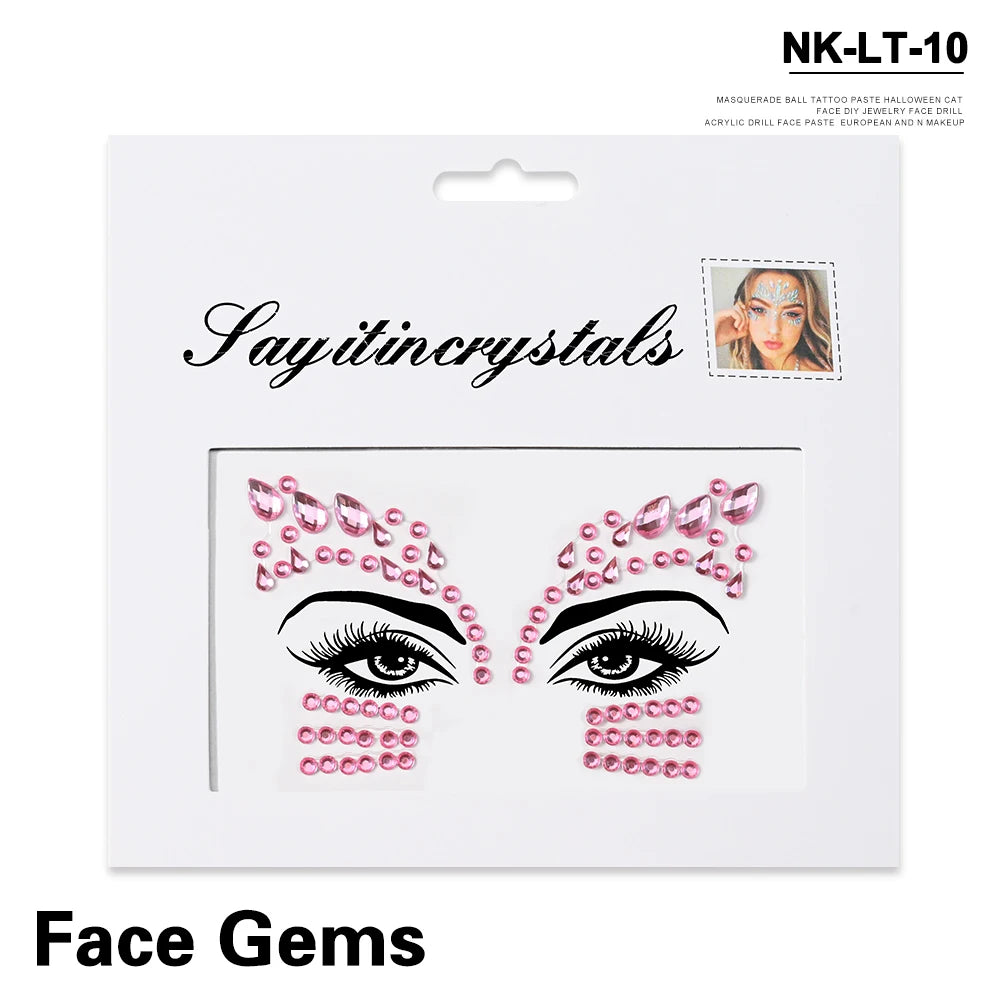 💎Galaxy Goddess – Joyas Adhesivas 3D Multicolor para Rostro 💠✨47 variantes a elegir