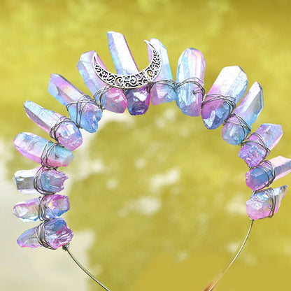👑Corona Estelar Multicolor 🌙 Tiara de Cristal lunar para Diosas Cósmicas🌈 20 colores a elegir