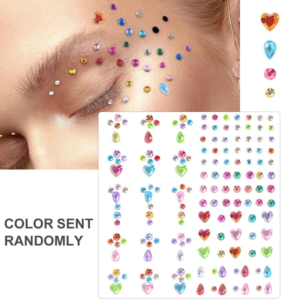 💎Galaxy Goddess – Joyas Adhesivas 3D Multicolor para Rostro 💠✨47 variantes a elegir