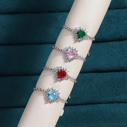 💍Heart Ring Magic 💖 Amor, Color y Poder en Cada Latido ✨Disponible en oro y plata🌈 4 colores a elegir