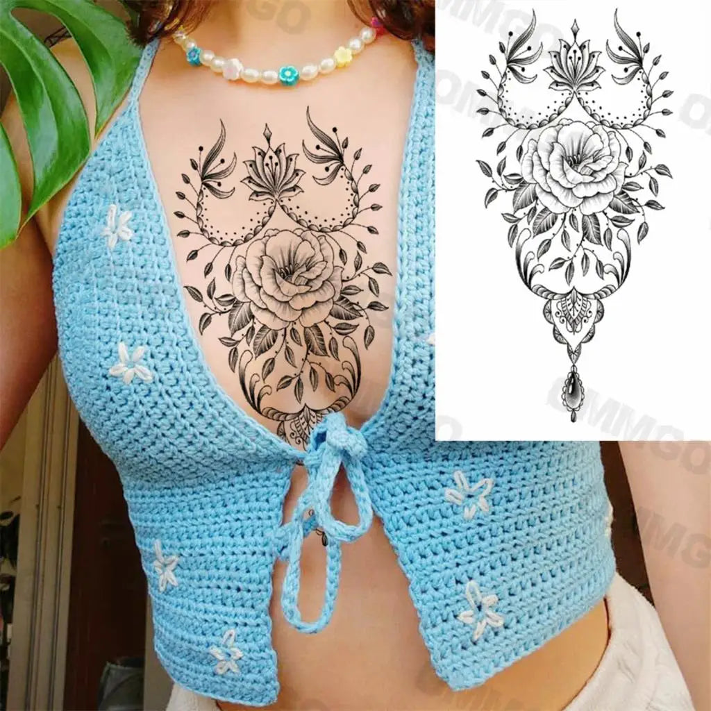 🌺Mandala Moon Tattoo – Tattoo de Espalda Estilo Diosa Tribal 🖤 52 variantes a elegir