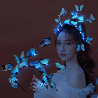 🦋 Diadema LED Mariposas  💡 Brilla con Alas Propias🔥 7 colores a elegir