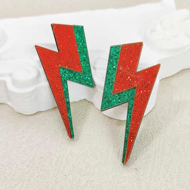 💫Electric Flash ⚡ Pendientes Rayo Acrílico con Brillo Multicolor🎨18 variantes a elegir