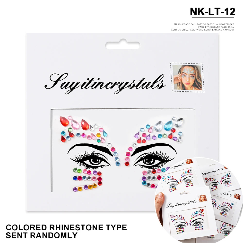 💎Galaxy Goddess – Joyas Adhesivas 3D Multicolor para Rostro 💠✨47 variantes a elegir