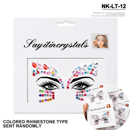 💎Galaxy Goddess – Joyas Adhesivas 3D Multicolor para Rostro 💠✨47 variantes a elegir