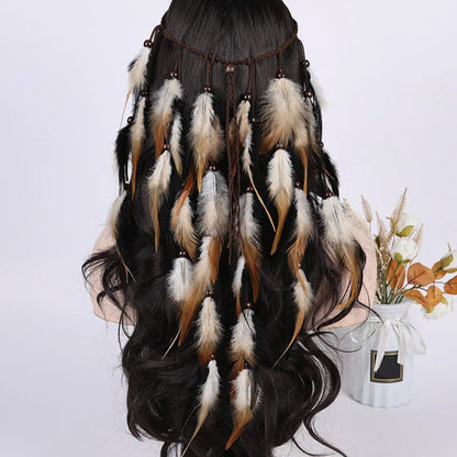 🕊️Diadema Boho de Plumas Naturales 🌵 Diosa del Desierto 🔥35 variantes