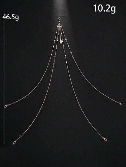 🌟 Pearl Fantasy Body Chain – Cinturón de Perlas + Cadena Fina