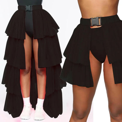 ⚡ Falda Neon Queen – Tul Transparente & Buckles 🌈 2 largos, 4 colores