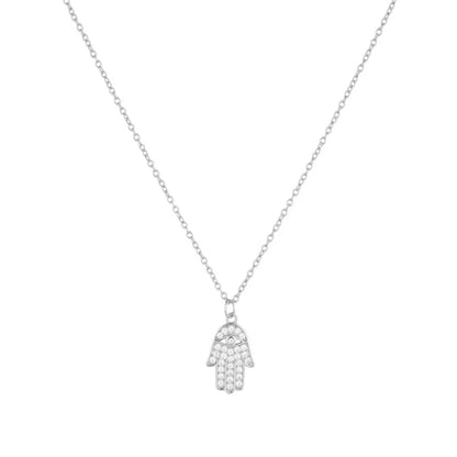 👁️🔥“Sacred Bling” – Collar Mano de Fátima en Plata 925 con Zirconias ✨ Protección Punk Ice-Out Unisex