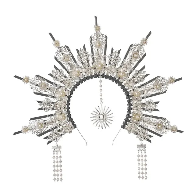 👼 Tocado Virgen Dorada Deluxe ✨Luz Mística en Estado Puro👑 12 variantes