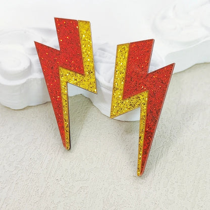 💫Electric Flash ⚡ Pendientes Rayo Acrílico con Brillo Multicolor🎨18 variantes a elegir