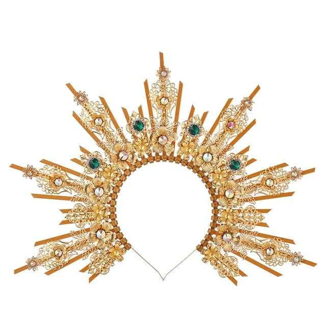 👼 Tocado Virgen Dorada Deluxe ✨Luz Mística en Estado Puro👑 12 variantes