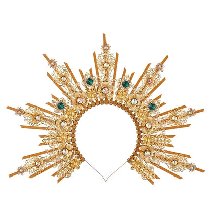 👼 Tocado Virgen Dorada Deluxe ✨Luz Mística en Estado Puro👑 12 variantes