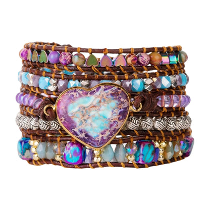 💛Heart Roots" — Pulsera de Cuero con Piedra natural