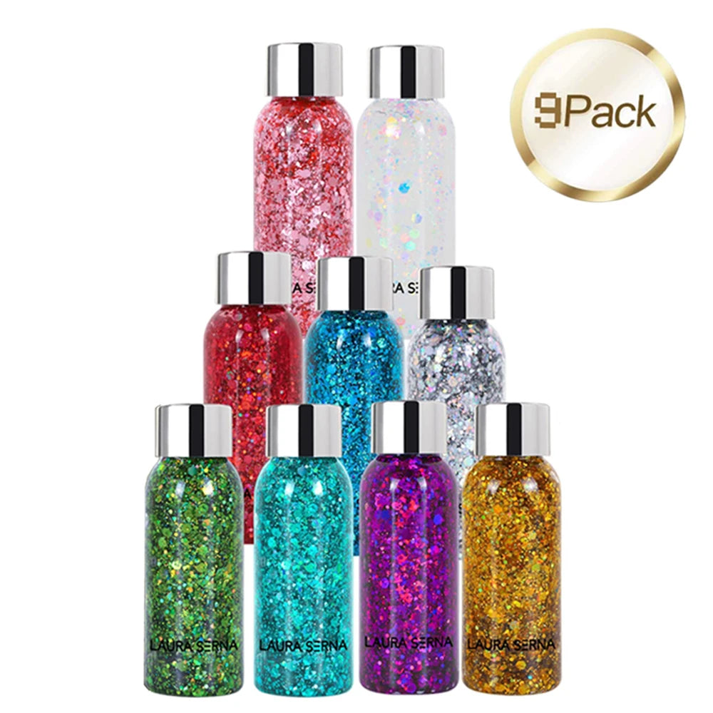 💫“StarBomb Glitter Gel” 💖 Glitter Festival Holográfico para Cara, Cuerpo y Pelo ✨💖 9 botes x 35ml